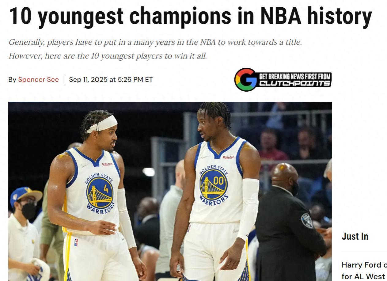 开云下载-勇士批量生产！美媒晒最年轻冠军得主TOP10：魔术师第5库明加第2